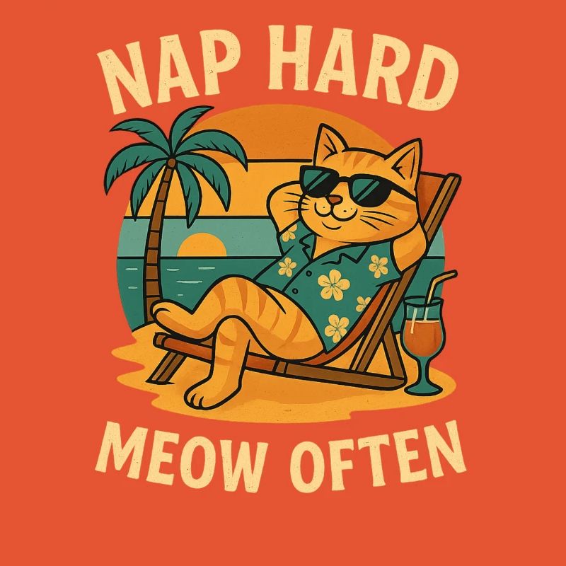 Chat fait une sieste de plage difficile souvent