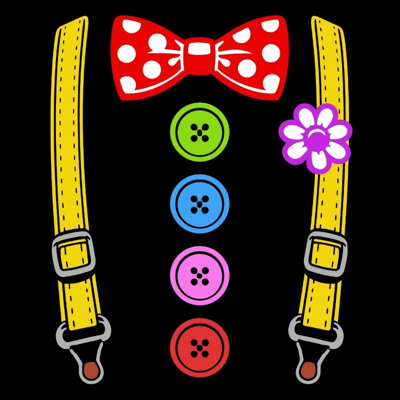 Costume de clown coloré avec bretelles