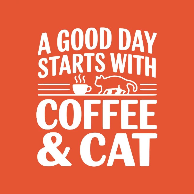 Ein guter Tag beginnt mit Kaffee und Katze
