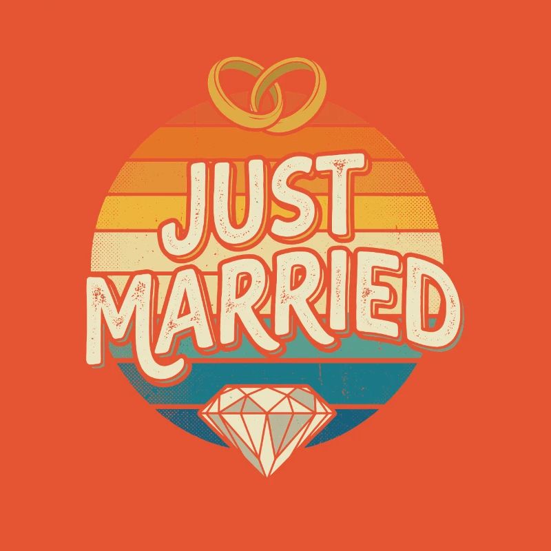 Just Married Retro Regenbogen