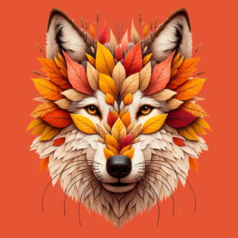 great wolf, designed from different leaves