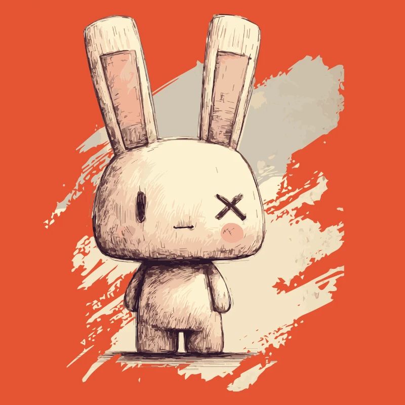 Cute rabbit with X-eyes