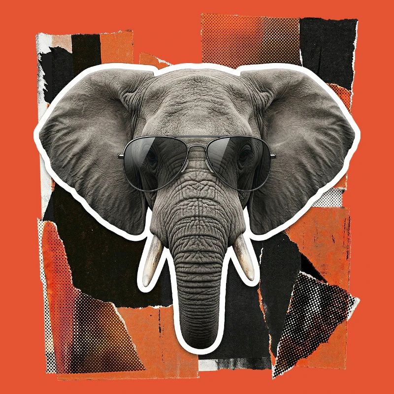 Elefant Sonnenbrille Risographie