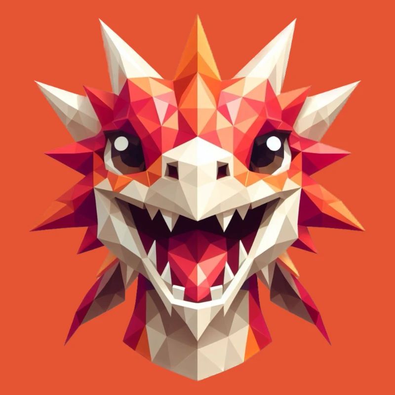 Ein lachender Drache im Polygon-Stil