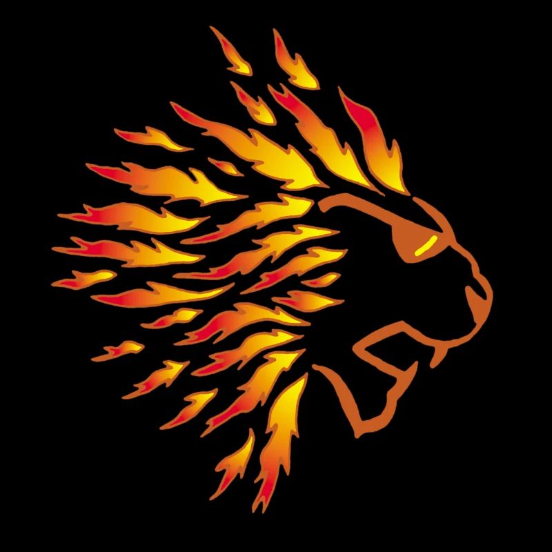 Lion and flames