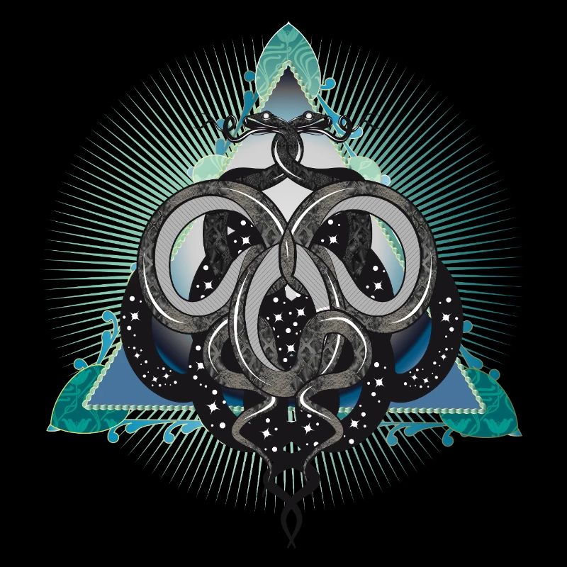 Symbole mystique du serpent avec des étoiles dans le triangle