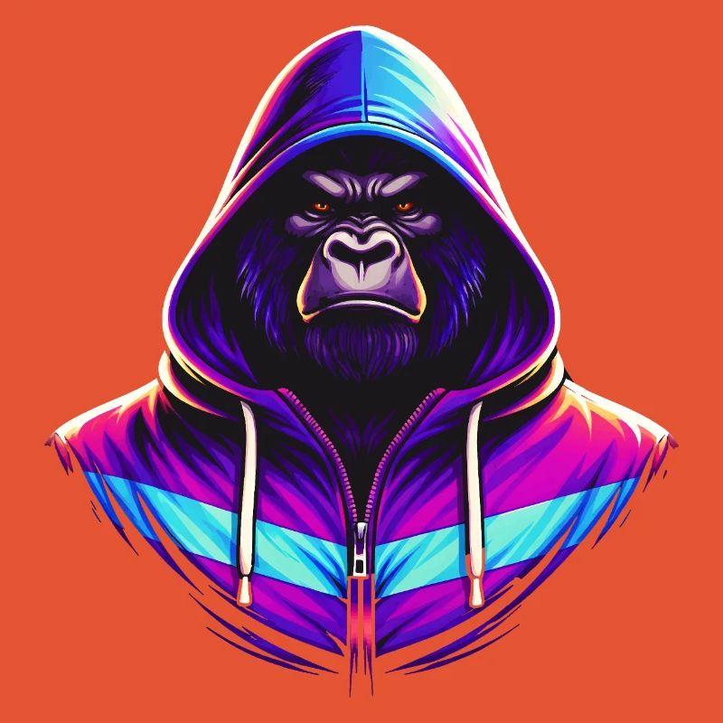 Neon Gorilla 80s Retro Style