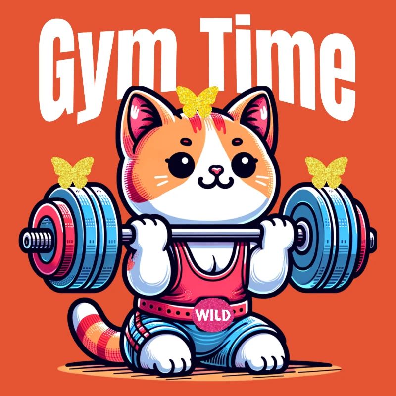 Gym Time Kitty Weightlift