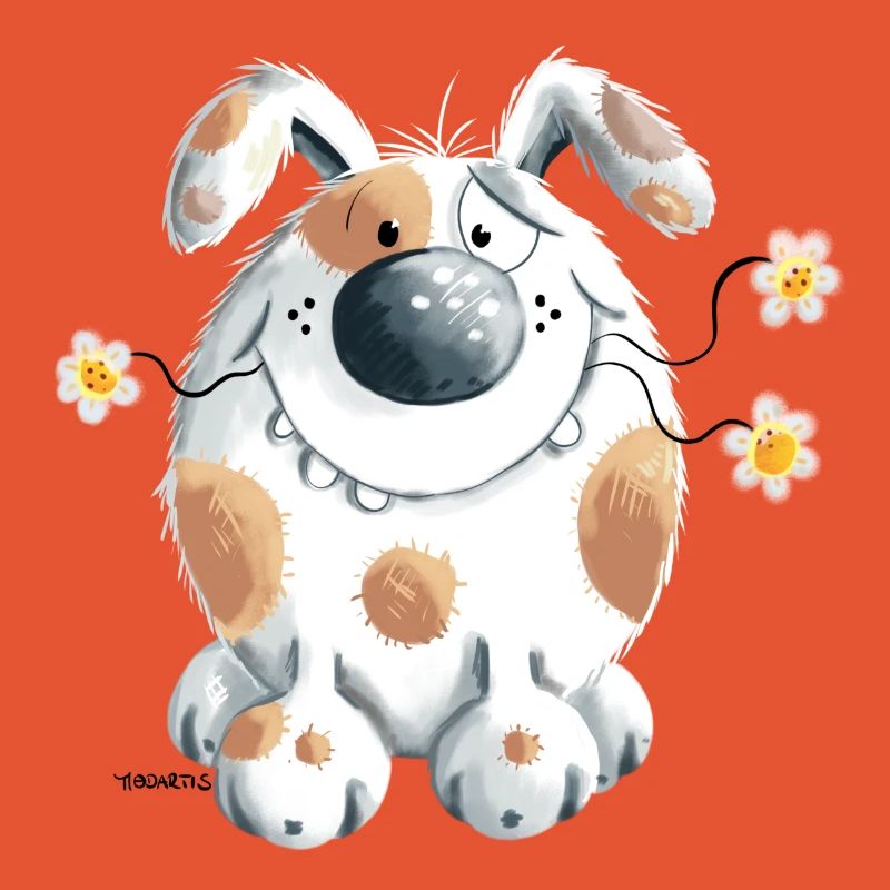 Chien avec la fleur