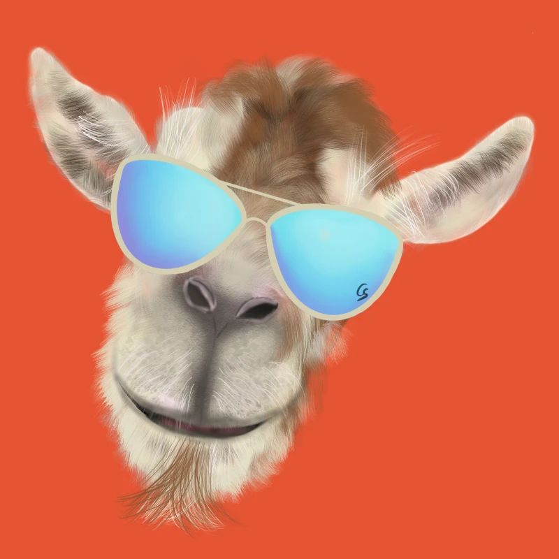 Tête de chèvre décontractée avec lunettes de soleil