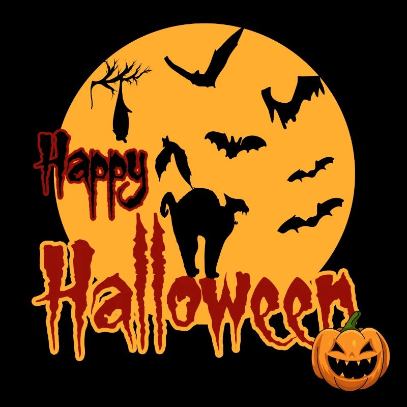 Happy Halloween Full Moon Cat