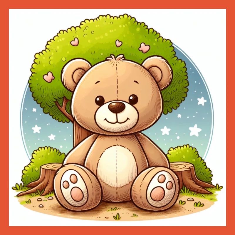 Ours en peluche devant un arbre