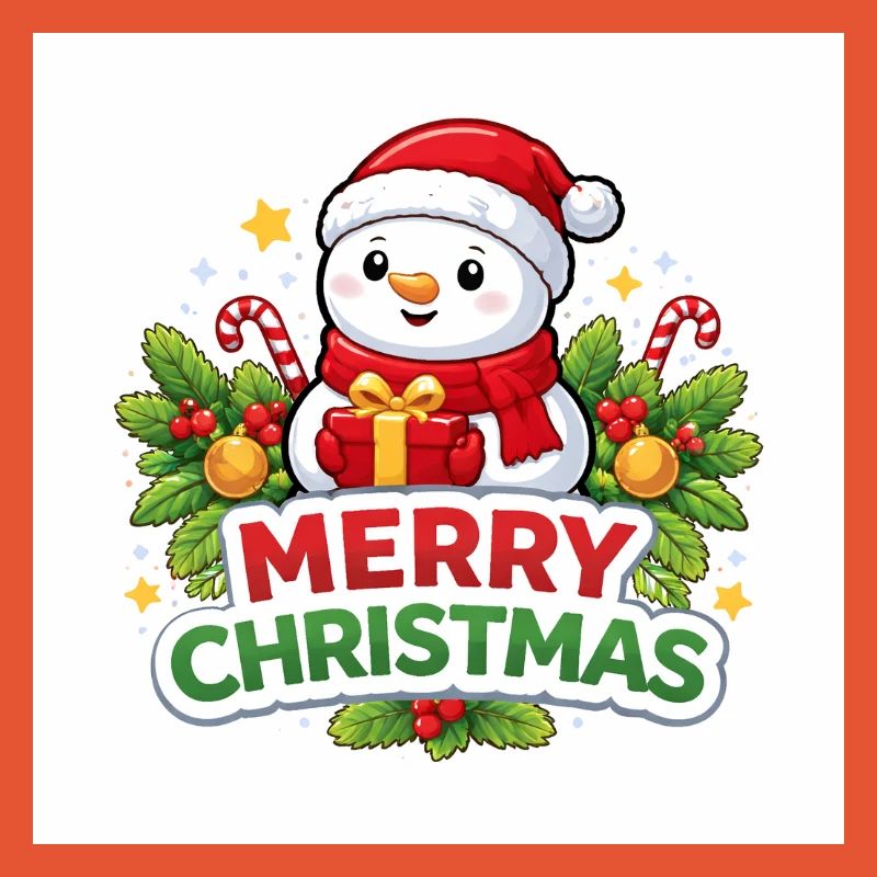 Schneemann mit Geschenk Weihnachtsspaß