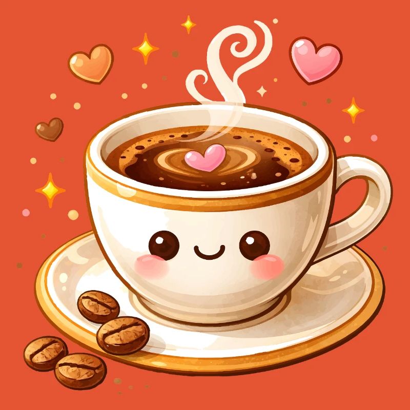 Cute Coffee Mug with Face Illustration