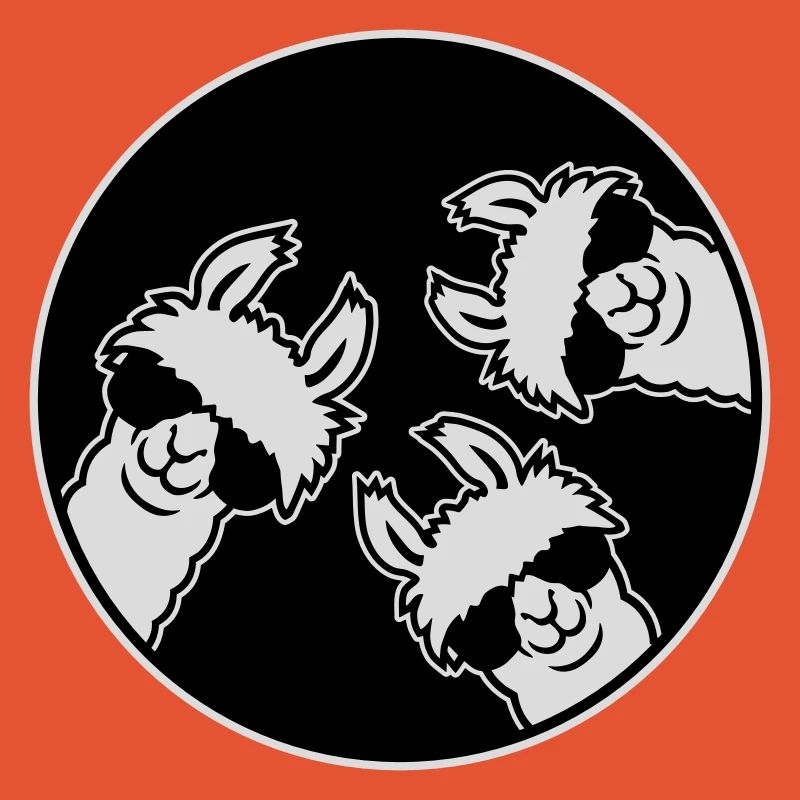Three Cool Llamas Sunglasses Circle Badge Funny