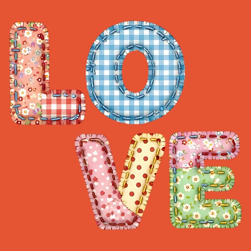 Love Patchwork Design Colorful Fabric Patches