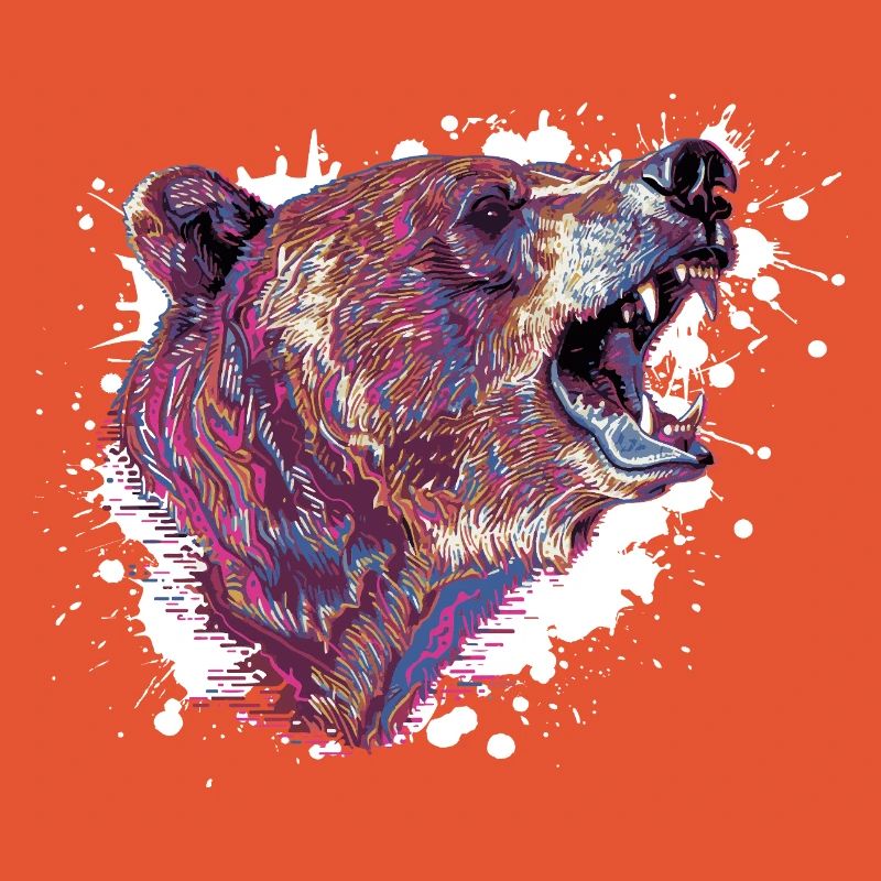 Neon Splash Bear Head