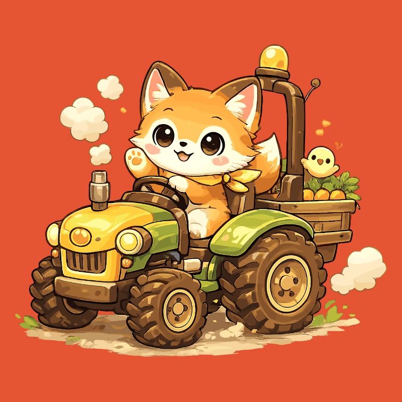 Fuchs auf dem Traktor
