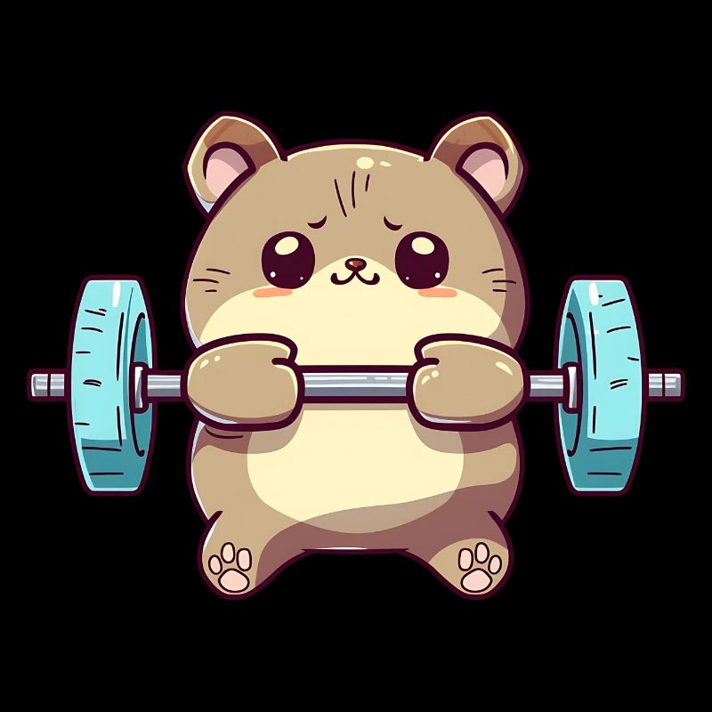 Cute Cartoon Hamster Lifting a Barbell