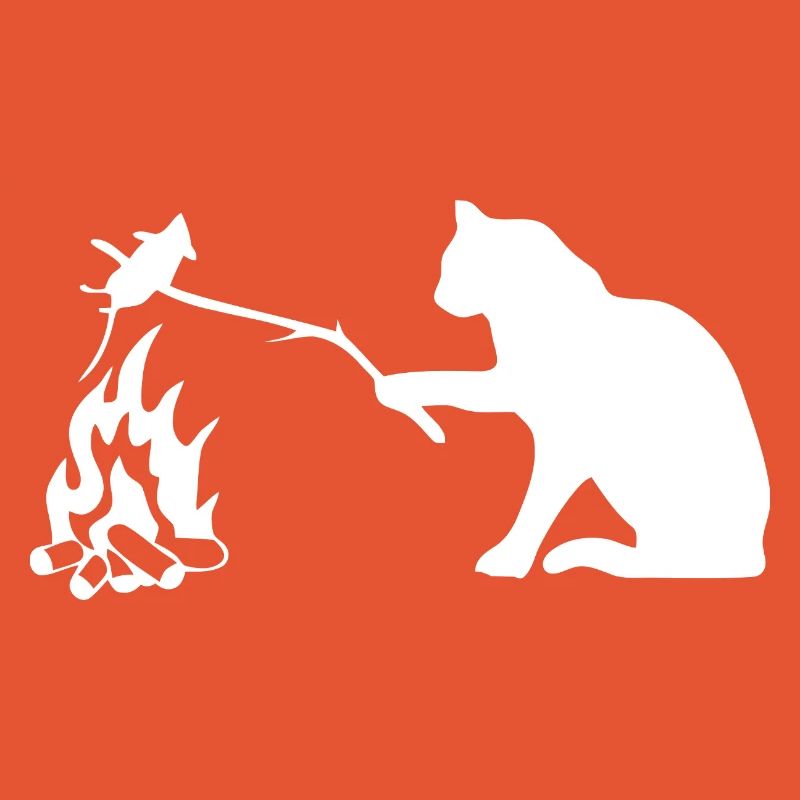 Silent Observer Cat by Campfire