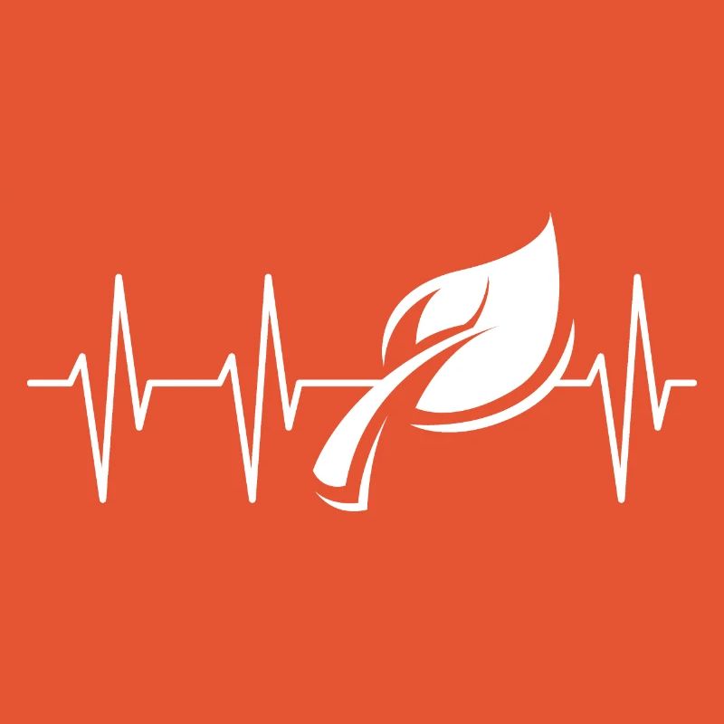 heartbeat, green, leaf, forest, icon, pulse, graphic