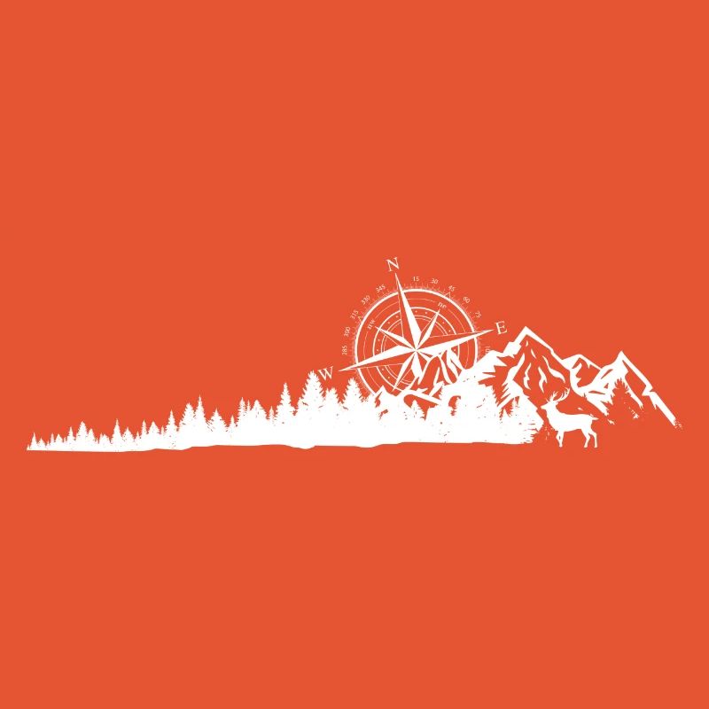 Silhouette de crête de montagne compass