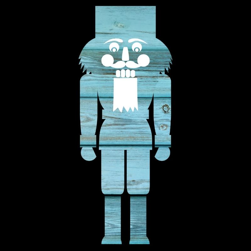 Nutcracker Wood Light Blue Grain Christmas