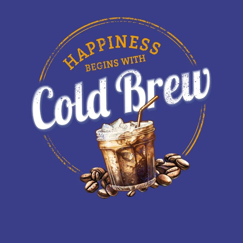 Conception de café vintage à cold brew avec grains de café