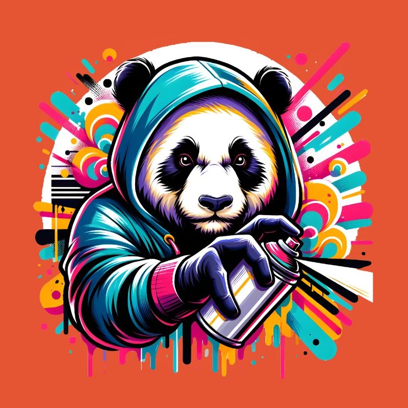 witziger Panda Bär mit Graffiti und Spraydose