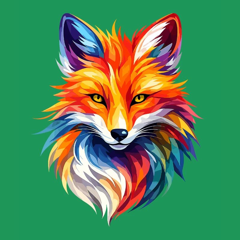 Conception colorée de polygones de renard – Art moderne de renard