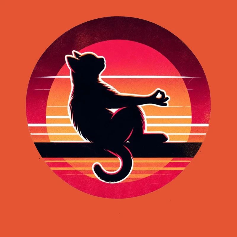 Silhouette de chat au coucher de soleil