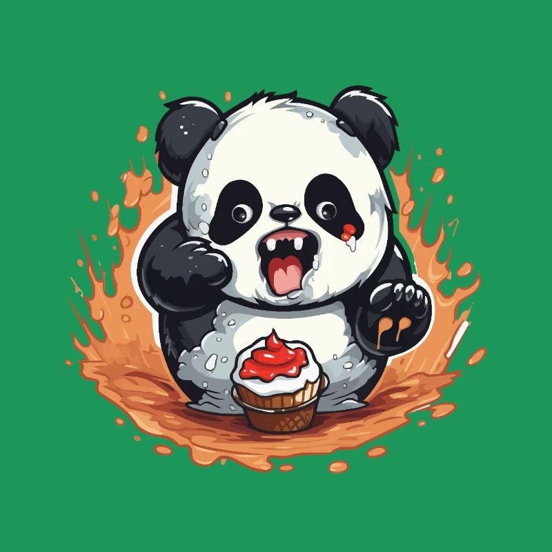 Dessin animé Panda Fire Cupcake