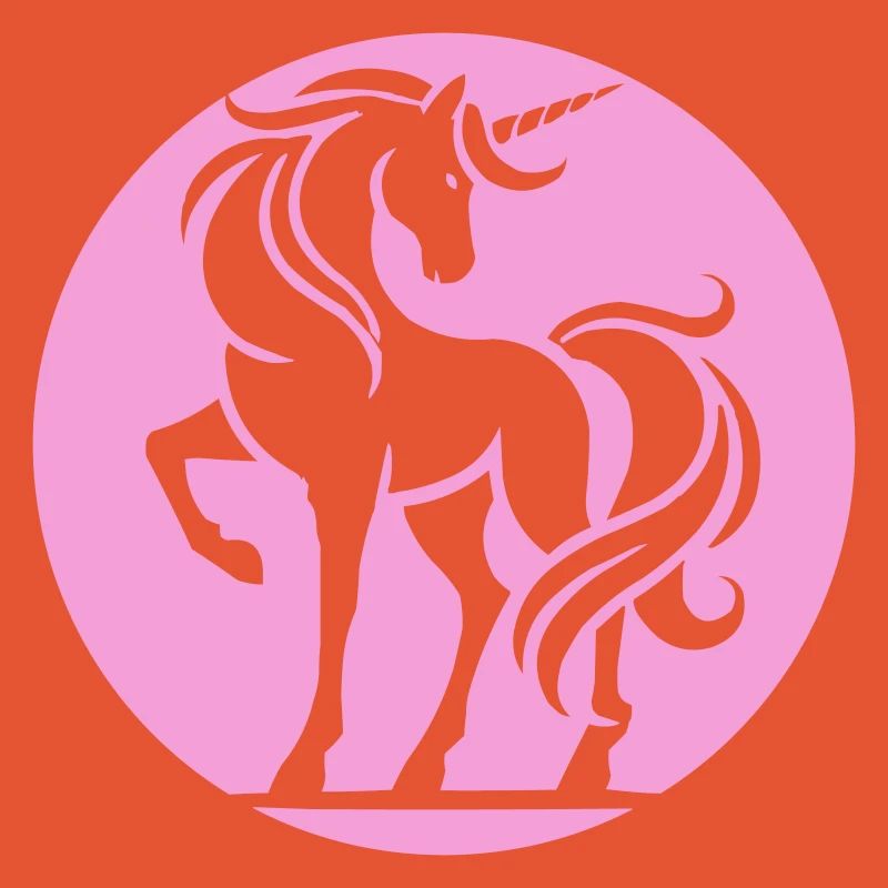 Pink Unicorn Silhouette Circle