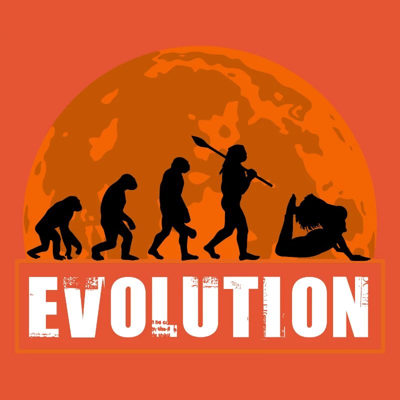 Yoga Evolution Silhouette Sunset Retro