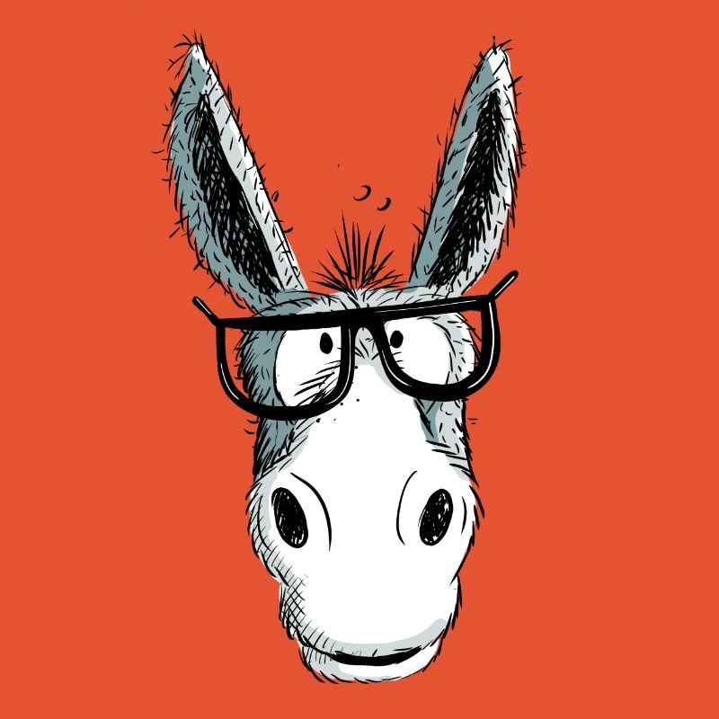 Funny Gray Nerd Donkey Avec des lunettes I Comic