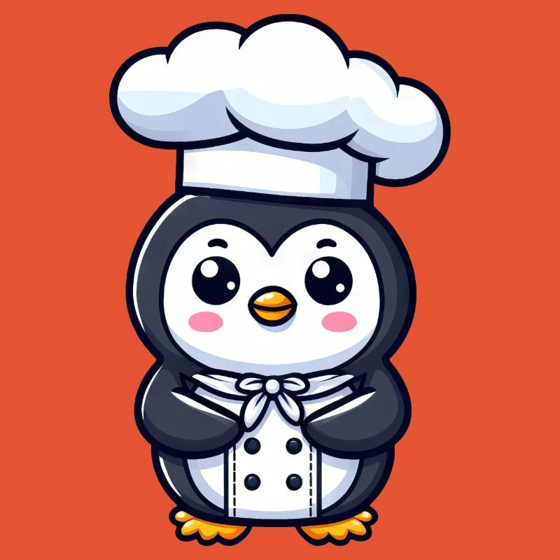 Cute Penguin Chef Cartoon Comic Design