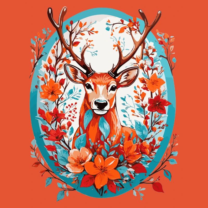 Cerf avec des fleurs
