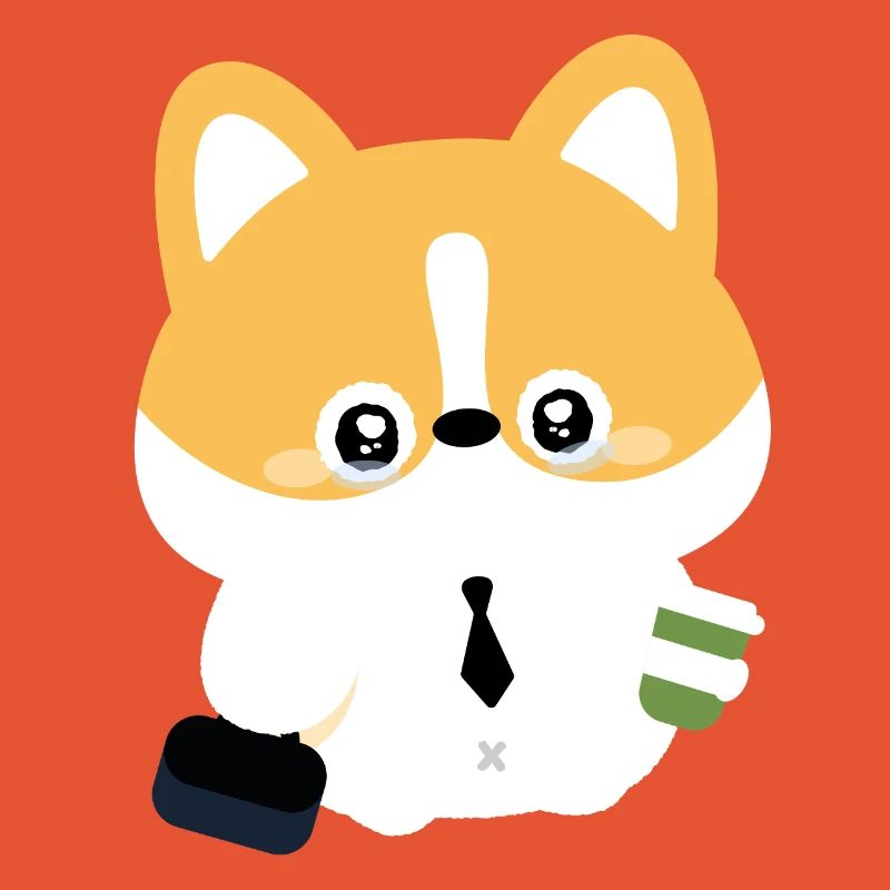 Corgi im Gleichstand mit Kaffeetasse