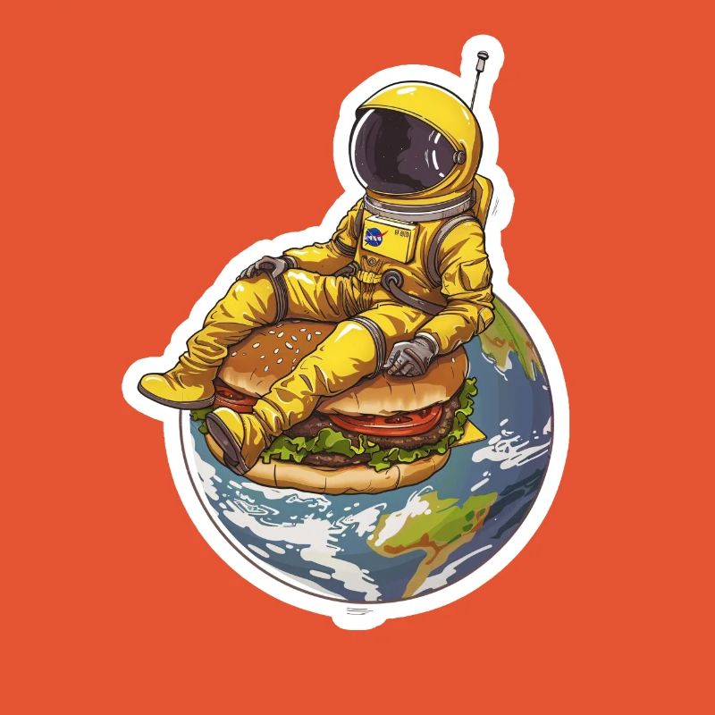 Astronaute doré sur Burger – Design alimentaire spatial