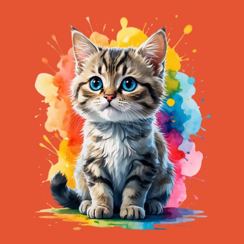 Explosion de couleurs de portrait de chat