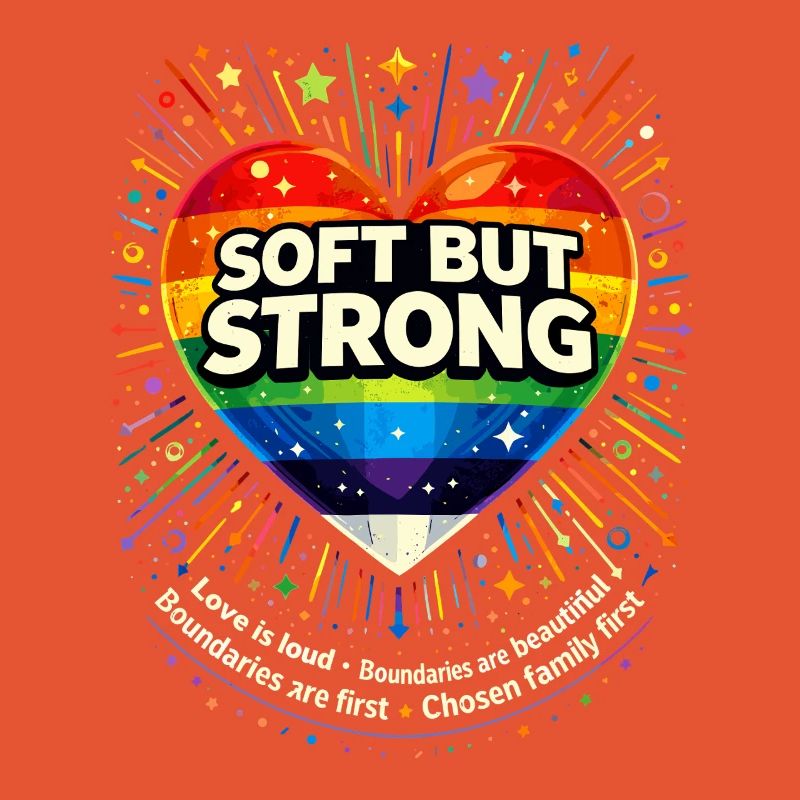 Soft But Strong Pride Herz Neon Heart  Regenbogen