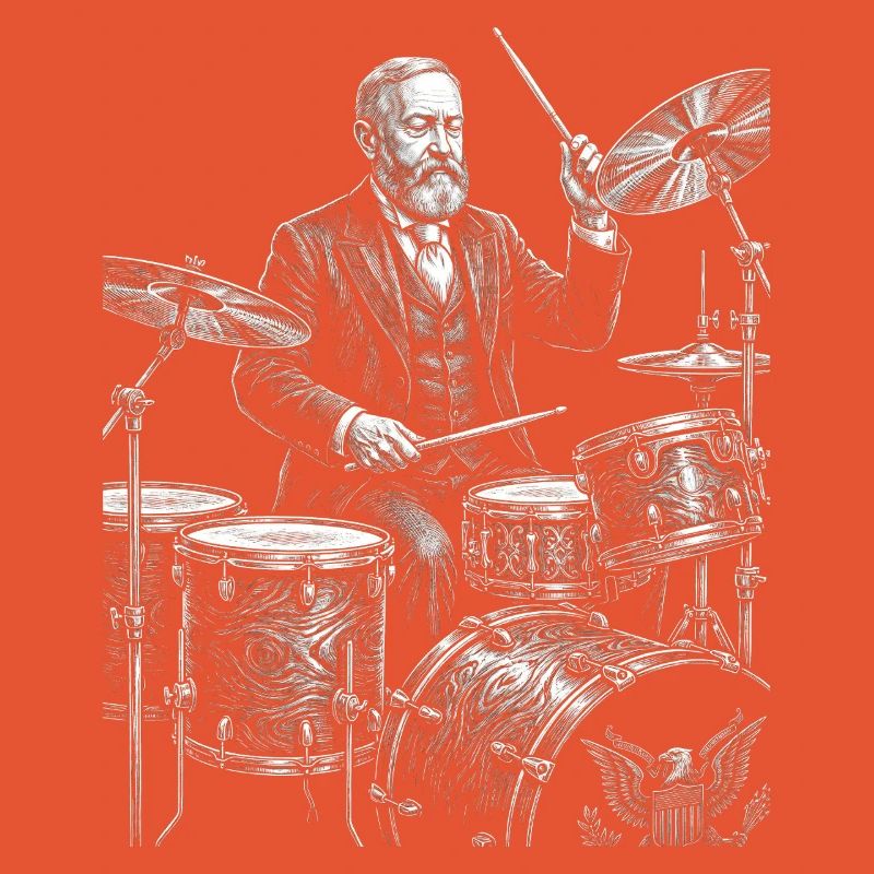 Benjamin Harrison plays drums