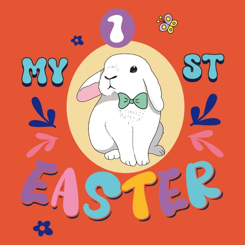 My first Easter, cute bunny with a bow