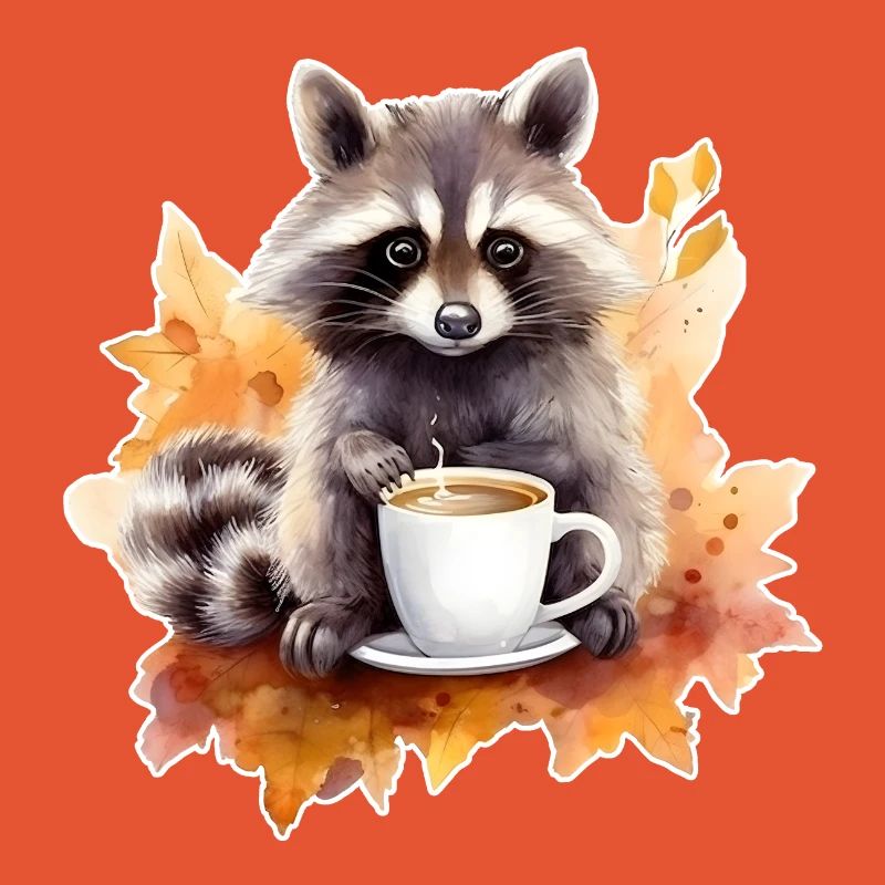 Herbst Waschbär Kaffee Gemütlich
