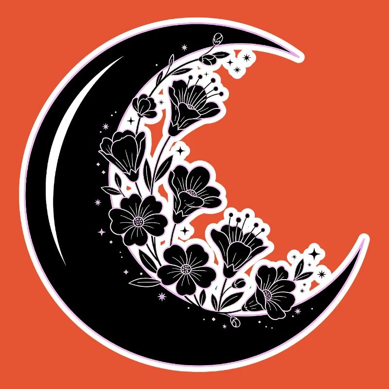 Illustration florale de la phase de lune