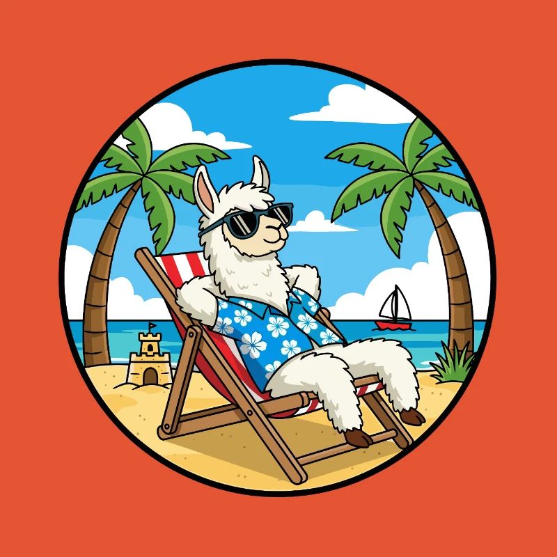 Cool Llama Beach Vacation Summer Vibes