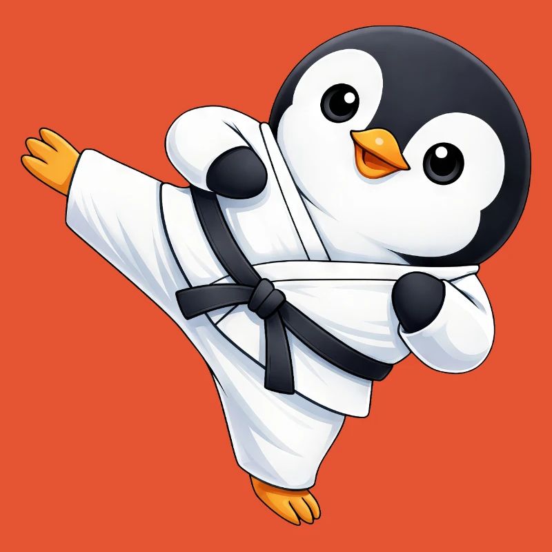 Dessin animé de Karate Penguin Fighter Mignon
