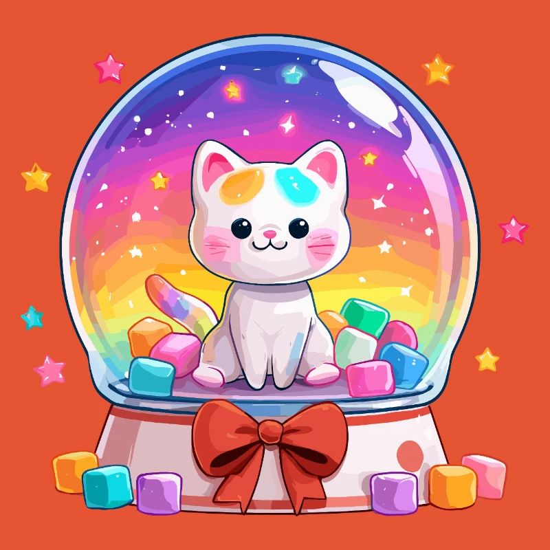 Regenbogen Katzen Snowglobe