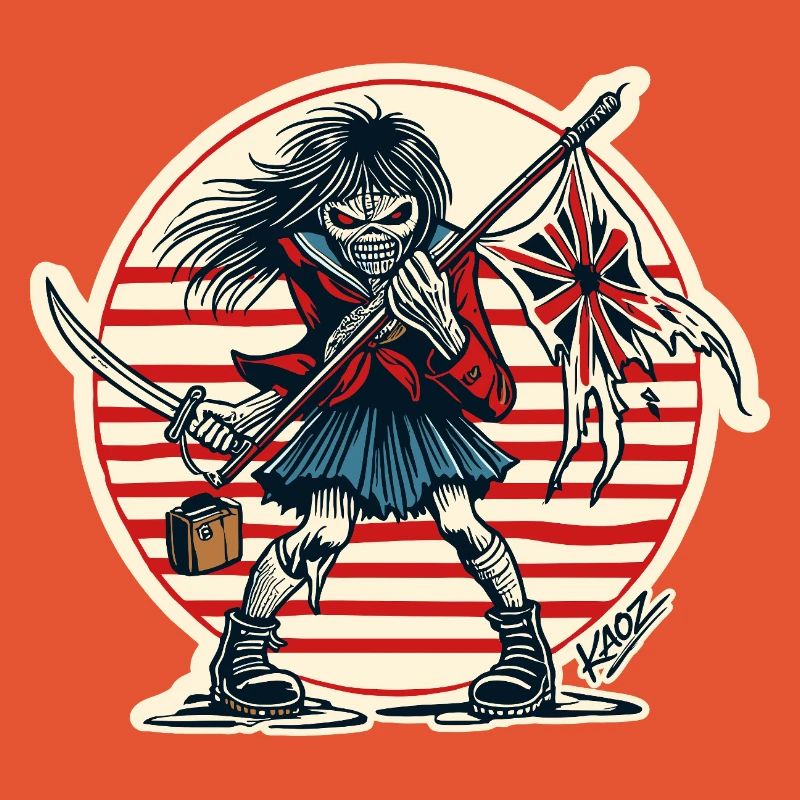 Rogue Samurai Maiden with Tattered Flag