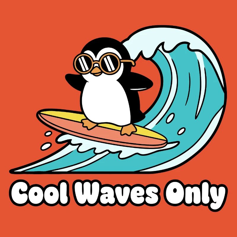 Penguin Surfer Wave Magic